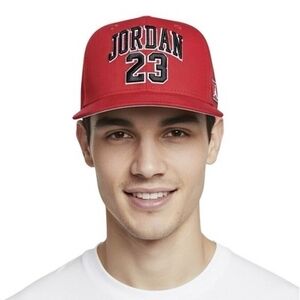 Jordan 23 Youth Jersey Flatbrim Snapback Hat Gym Red Black Embroidered Cap VG